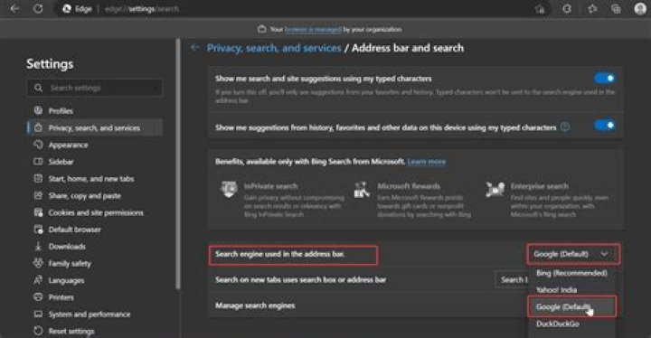 5 steps to set Google as your default search engine in Chromium-Edge