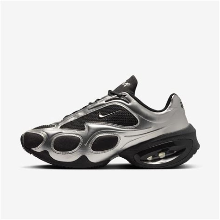 A silver and black Air Jordan sneaker