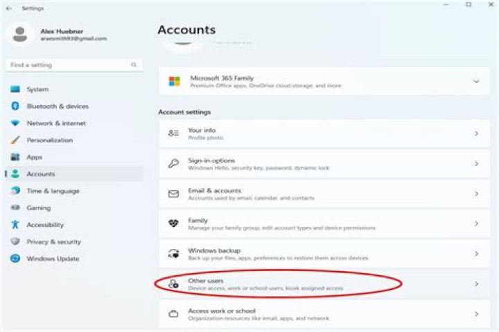 Accounts option inside Windows 10 settings accounts option in settings - windows 10 someone is still using this PC