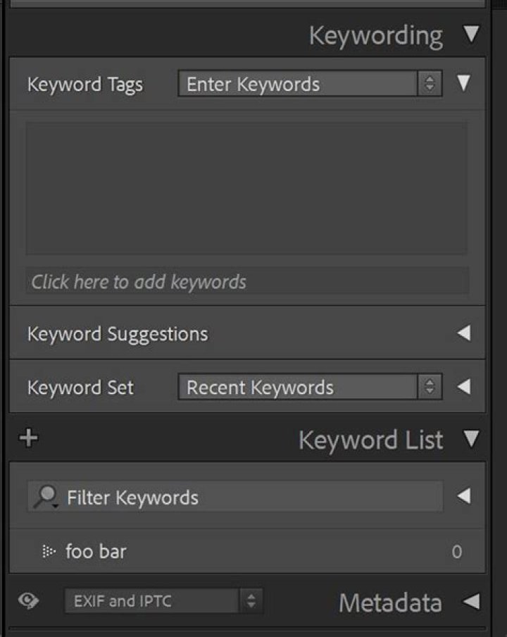 Adobe Photoshop keywording tool