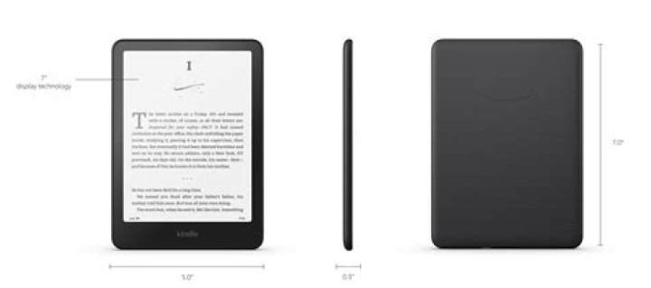 Amazon Kindle 2019 front with book and text Amazon Kindle 2019 front with book and text