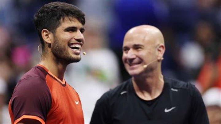Andre Agassi and Carlos Alcaraz at The Netflix Slam