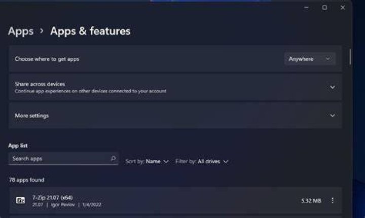 apps and features