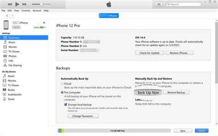 Backup iPhone with iTunes 2