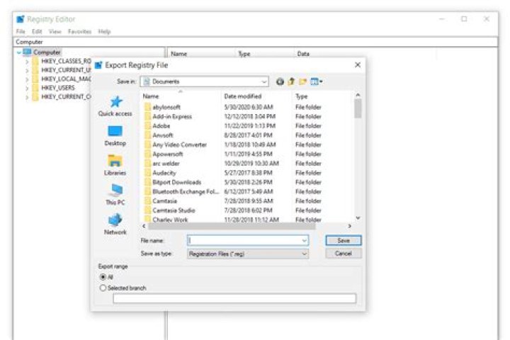 backup registry