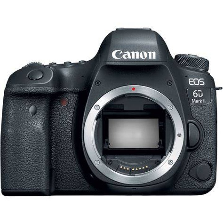 Canon EOS 6D Mark II front side without lens. Canon EOS 6D Mark II front side without lens.