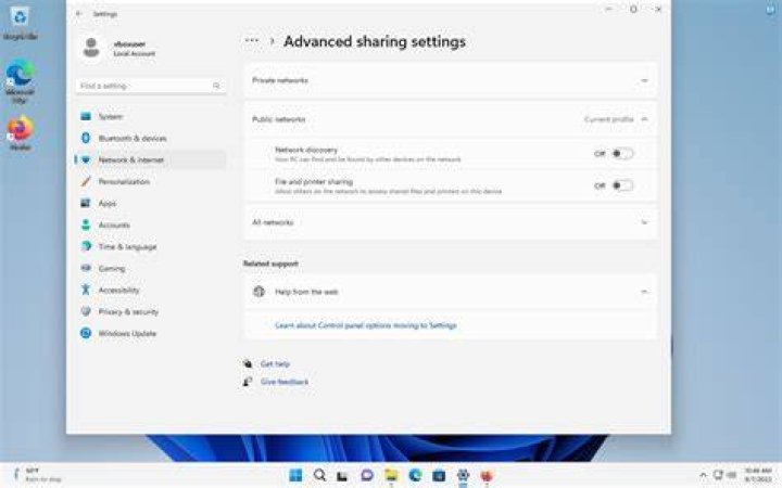 change advanced sharing settings control panel