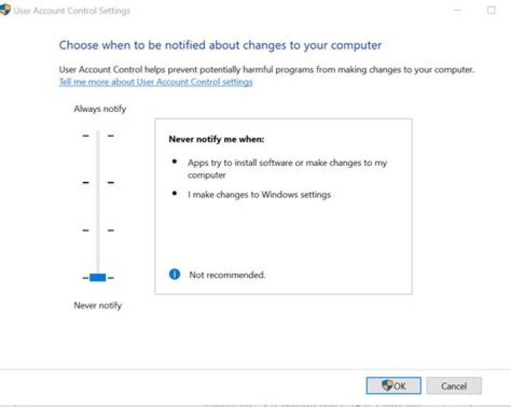 Change UAC Setting for XAMPP 