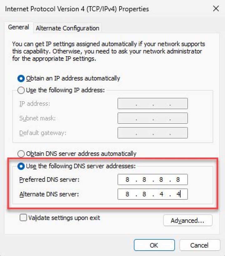 Changing DNS setting via admin tools