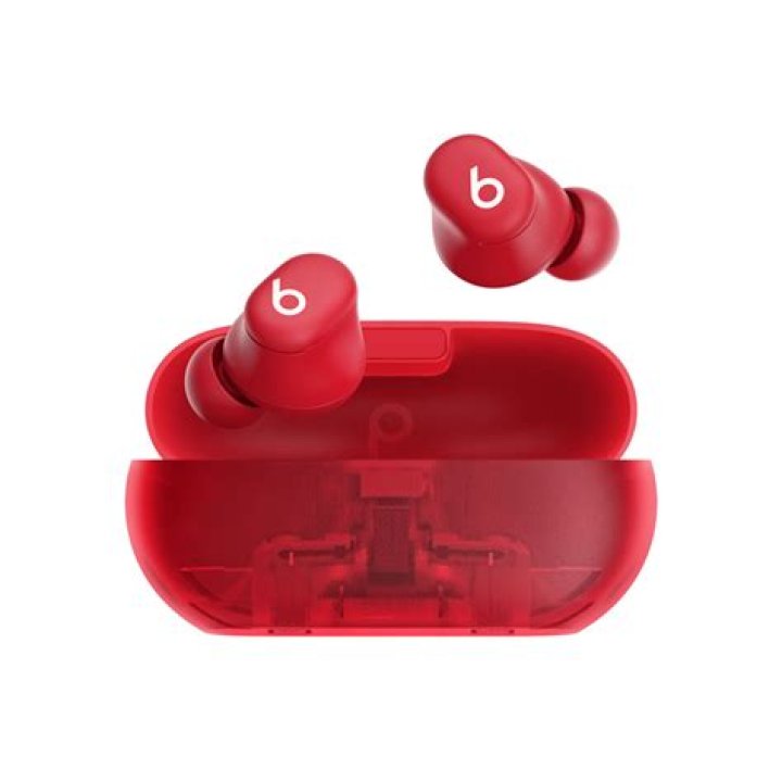 ErgoFit Cheap earbuds: Red Panasonic Ergo Fit on white table.