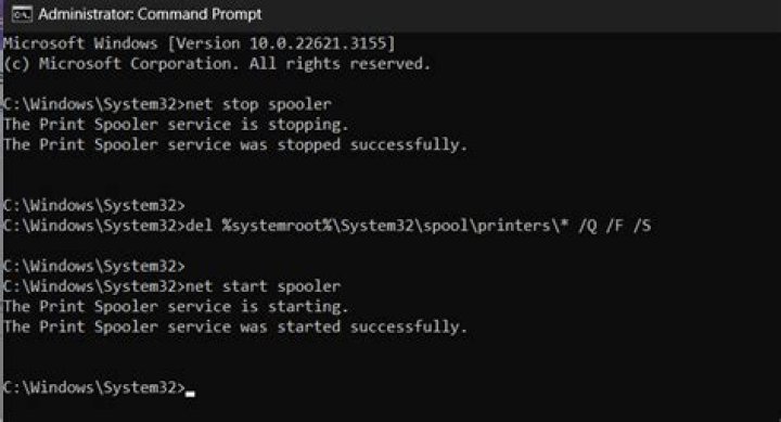 command prompt window command prompt print queue won't clear