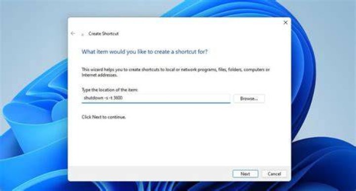 Create Shortcut window schedule shutdown windows 11