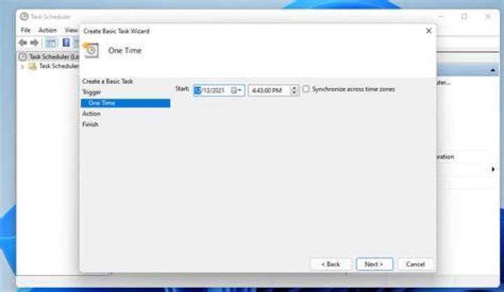 Date selection options schedule shutdown windows 11