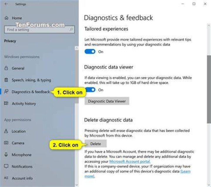 Delete diagnostic data windows 10