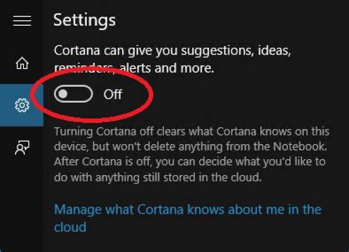 disable turn off cortana