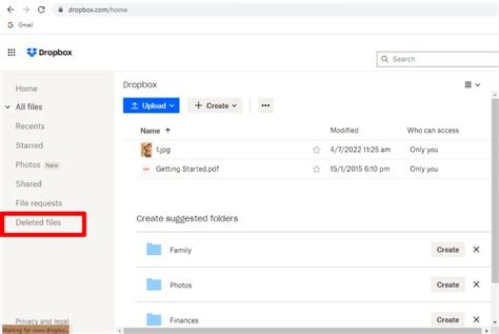 dropbox deleted files