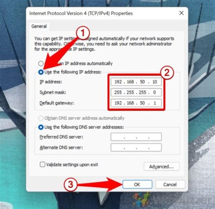 Eeter IP address manually