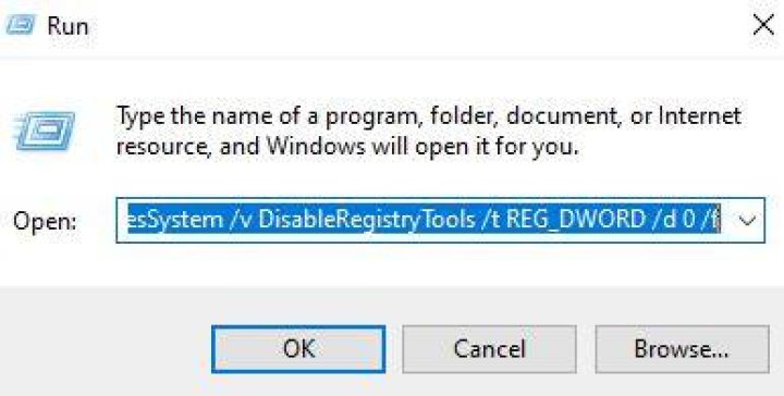 enable regedit manually