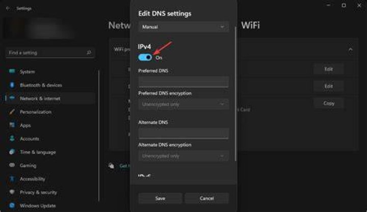 enabling ipv4 dns win11