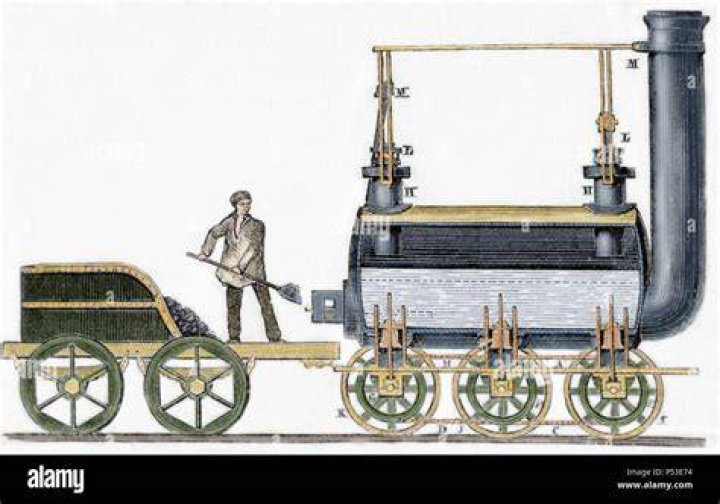 Engraving of George Stephenson from George Stephenson : the locomotive and the railway, 1881 (19th Century Collection, 19th C. Coll. 620.92 STE-1)