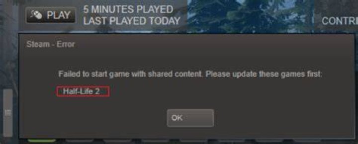 Failed to start game with shared content Steam
