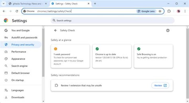 Google Chrome Safety Check Google Chrome Safety Check