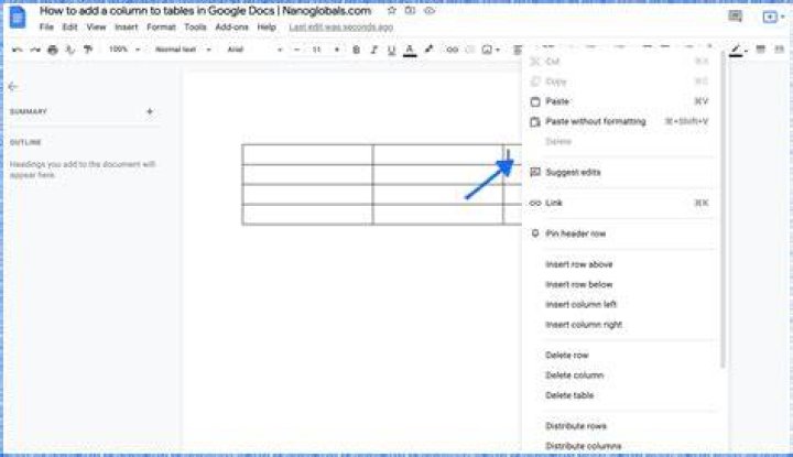 google docs table