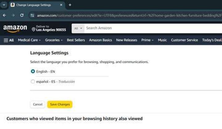 How to change the site language on Amazon