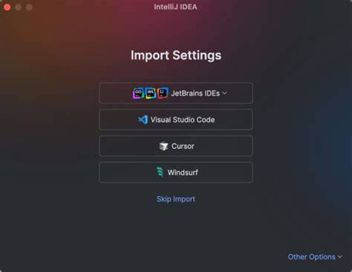 import settings option