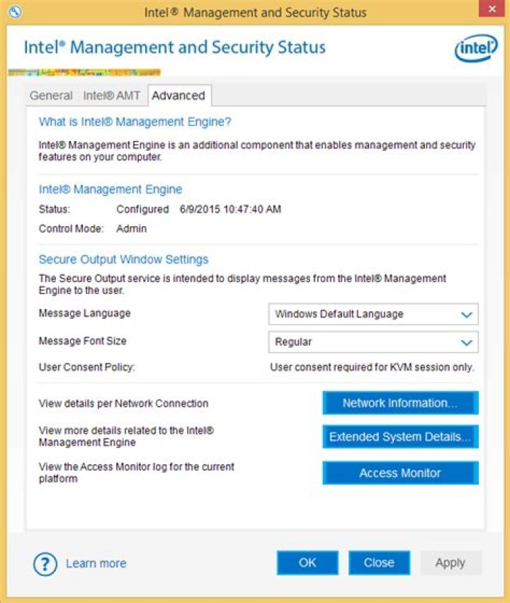 intel management and security application local management service disable