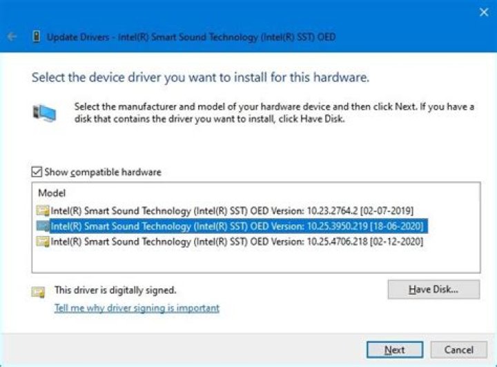 Intel(r) Smart Sound Technology has a driver problem
