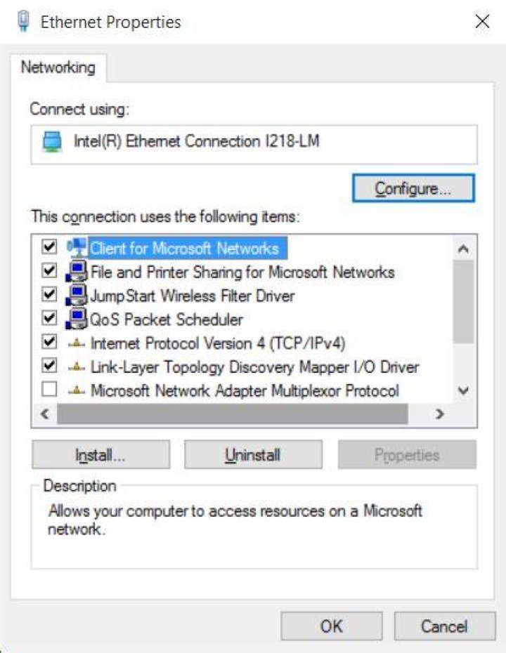 internet connection properties windows 10
