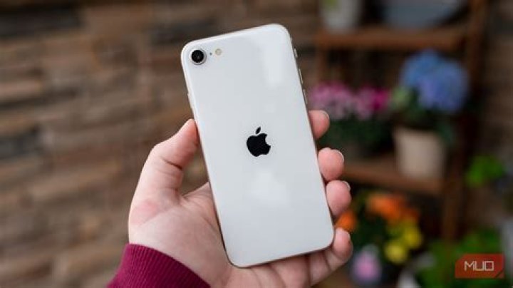 iPhone SE (2022) rear person of a woman with long blonde hair, wearing a black jacket over a mustard turtle neck jumper, taken outdoors with a white fence in the background.