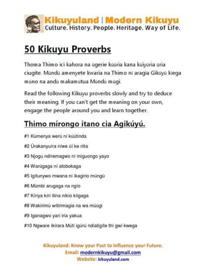 Kikuyu proverbs and their meanings Kikuyu proverbs and their meanings