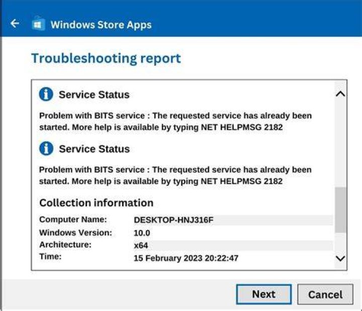 NET HELPMSG 2182 error