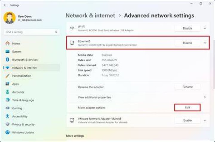 network advanced settings