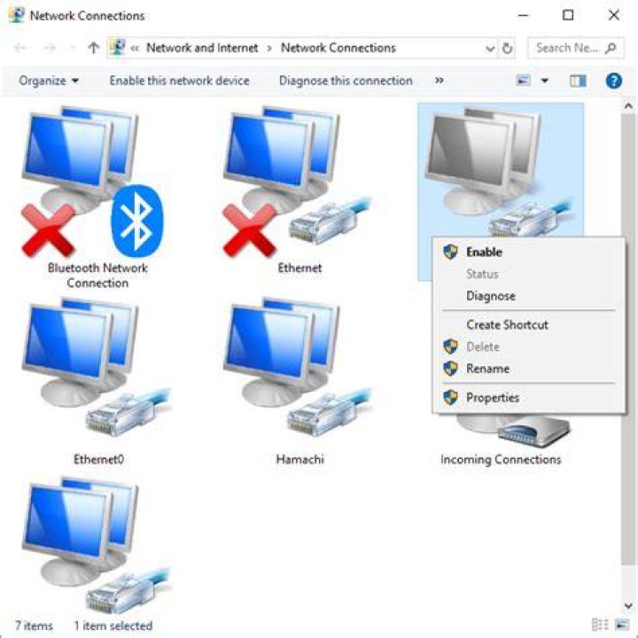 network connections windows 10