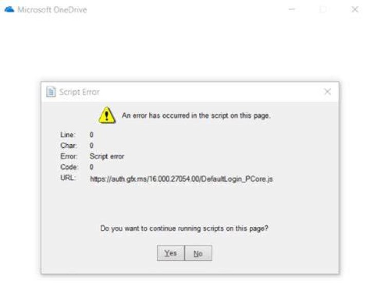 OneDrive Script Error