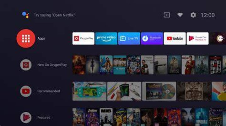 OnePlus TV running default Android TV interface OnePlus TV running default Android TV interface