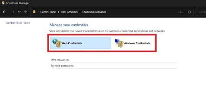 Open Manage your credentials