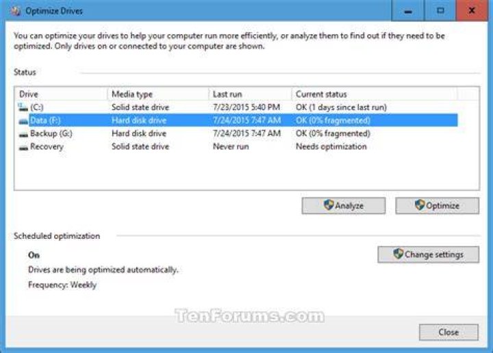 optimize drives