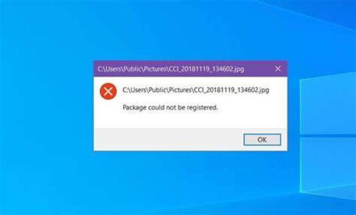 Package could not be registered on Windows 10
