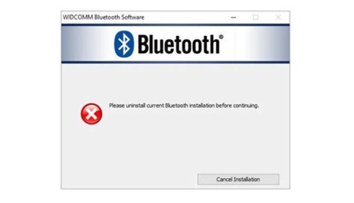 Please uninstall current Bluetooth installation before continuing Dell