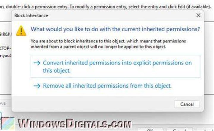Remove all inherited permissions from this object