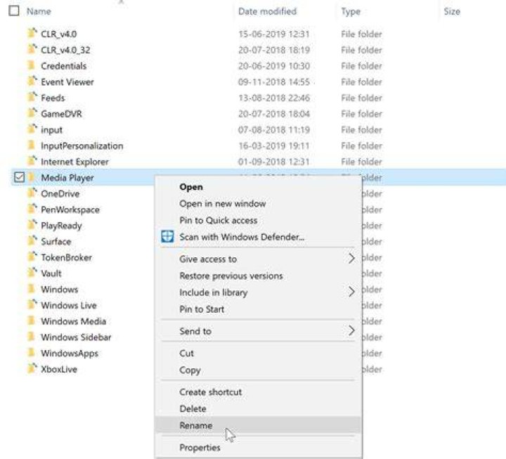 Rename the Media Player folder Rename media player folder if windows media player cannot delete a file from the device