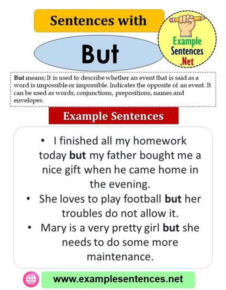 Sentences with But, Definition and Example Sentences Example Sentences