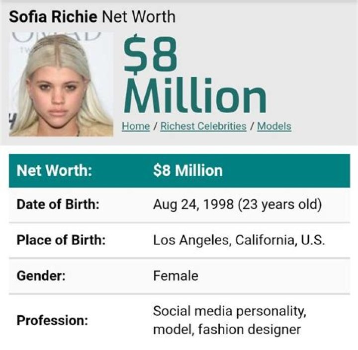 sofia richie net worth sofia richie net worth