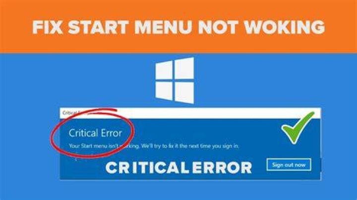 solve Critical error Start Menu not working on Windows 10