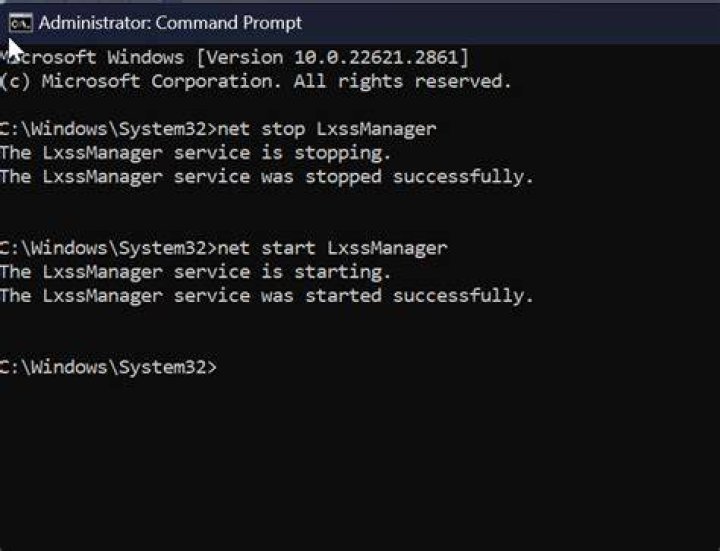 Stoping LxssManager to address WSL error on Windows 11