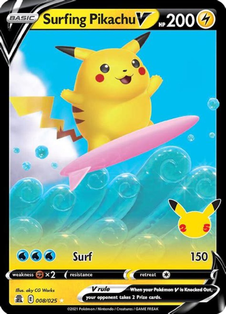 Surfing Pikachu V (Celebrations 8)